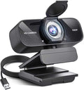 1080P HD Webcam with Noise-Canceling Mic, Auto Light Correction, Privacy Cover and Wide Angle Lens, Plug & Play USB