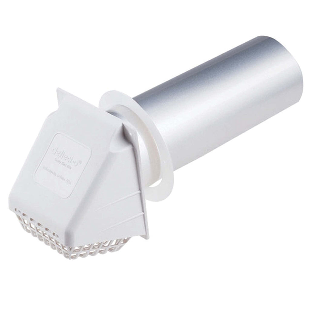 Deflecto Dryer Vent Hood, Wide Mouth, 4", White (RVHAW4)