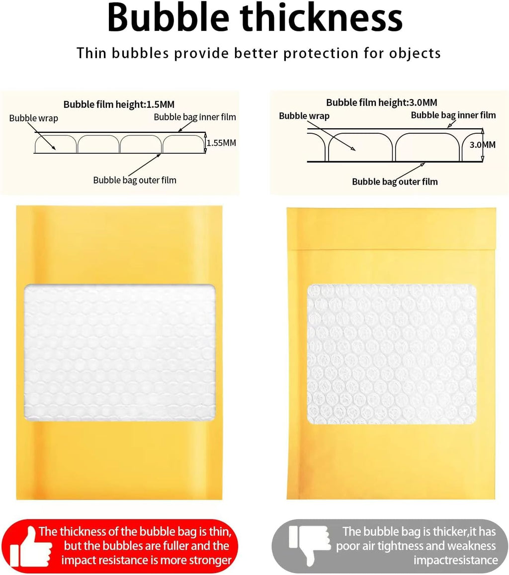 Kraft bubble mailers 4x7 Inch 100 Pack,Self-Sealing Paper Envelopes for Packaging,Strong Adhesion Envelope Mailers