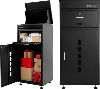 20"x 18" x 42" Extra Large Dual Compartment Lockable Package Delivery Box | Anti-Theft Flip-Top Parcel Drop Box