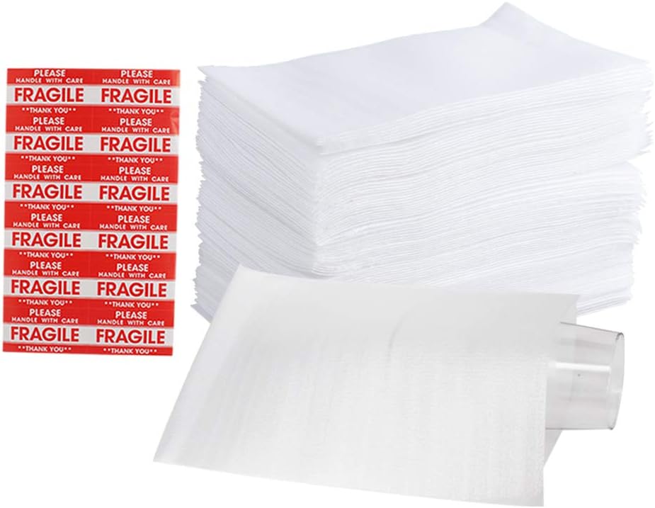 100 Pack 7.5”x 12" Foam Wrap Cushion Pouches (0.75mmThickness)