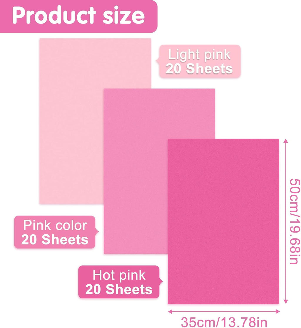 60 Sheets Assorted Pink Tissue Paper Set Gift Wrapping Paper