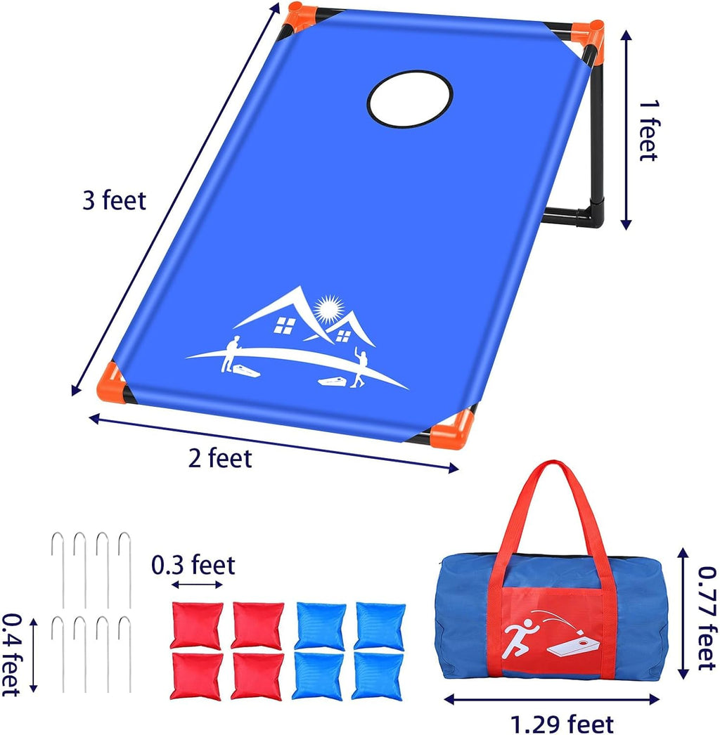 Cornhole Board Set Corn Hole Set for Adults and Kids Backyard | Cornhole Game with 8 Bean Bags,Carrying Case