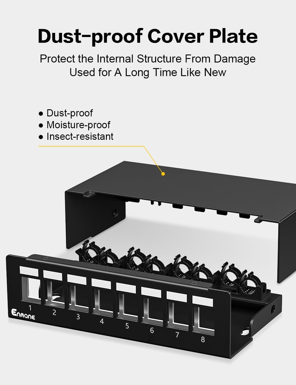 Patch Panel 8 Port Blank Keystone Patch Panel STP&UTP Compatible with LC/SC/ST/FC/USB/HDMI Keystone Jack for Desk Mount Home Ethernet Termination Box