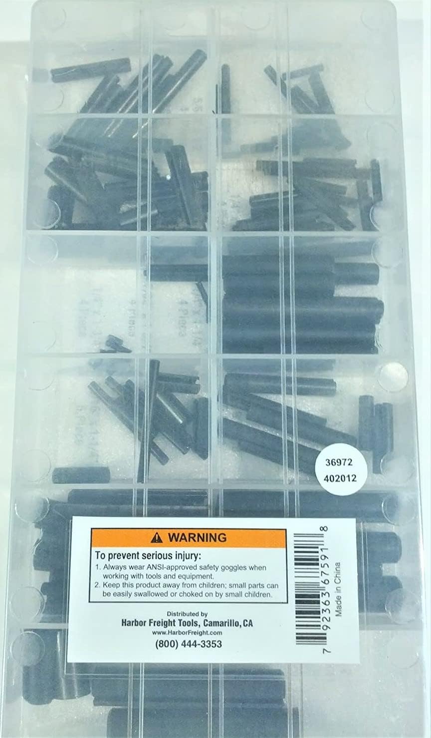 Harbor Freight Tools Roll Pin Assortment, 120 Pc. Storehouse