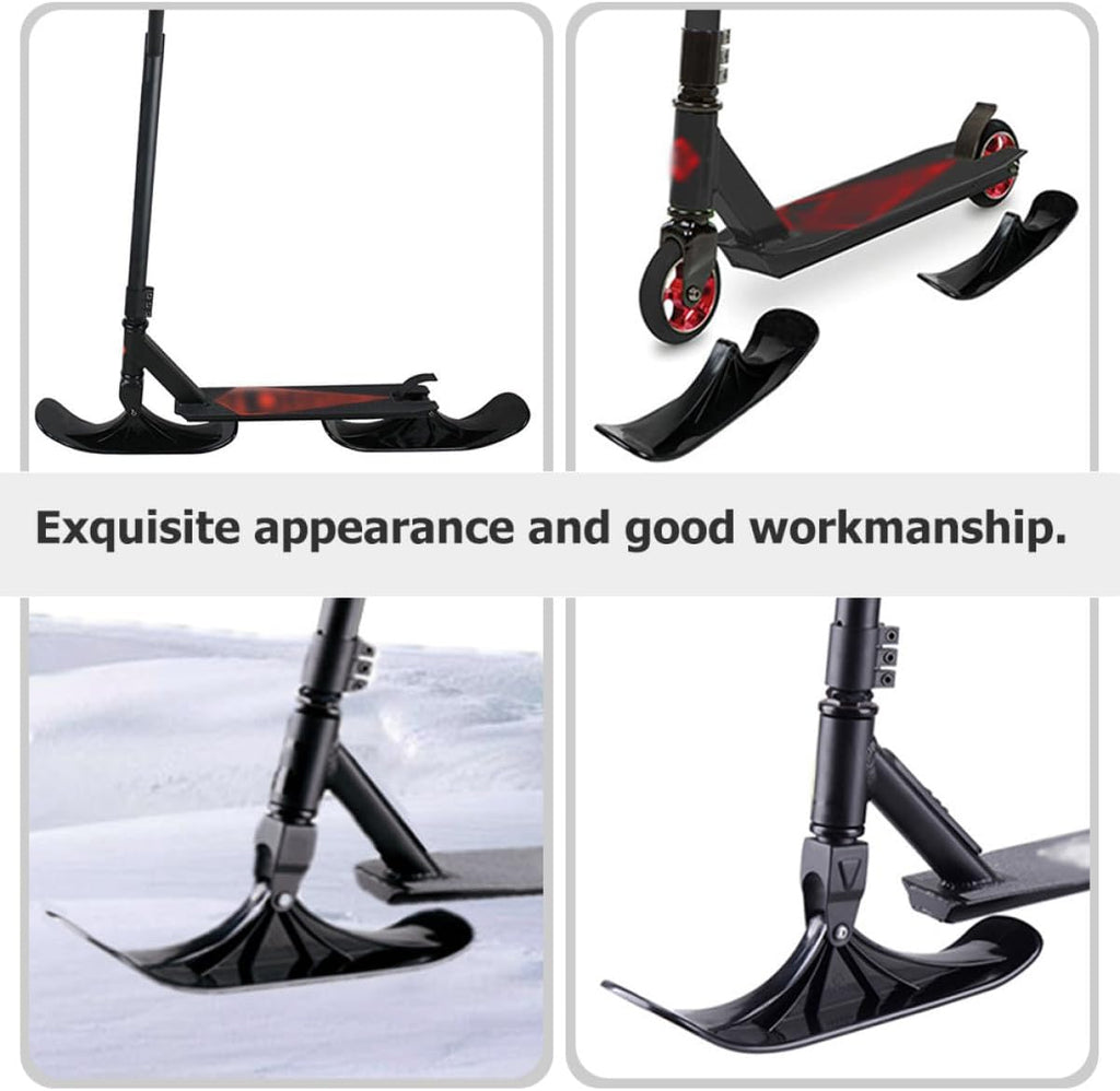 Snow Scooter Ski Sled Attachment 2-in-1 Outdoor Snowboard Balance Bike Sledding Gear with 2 Wheels for Winter Sports