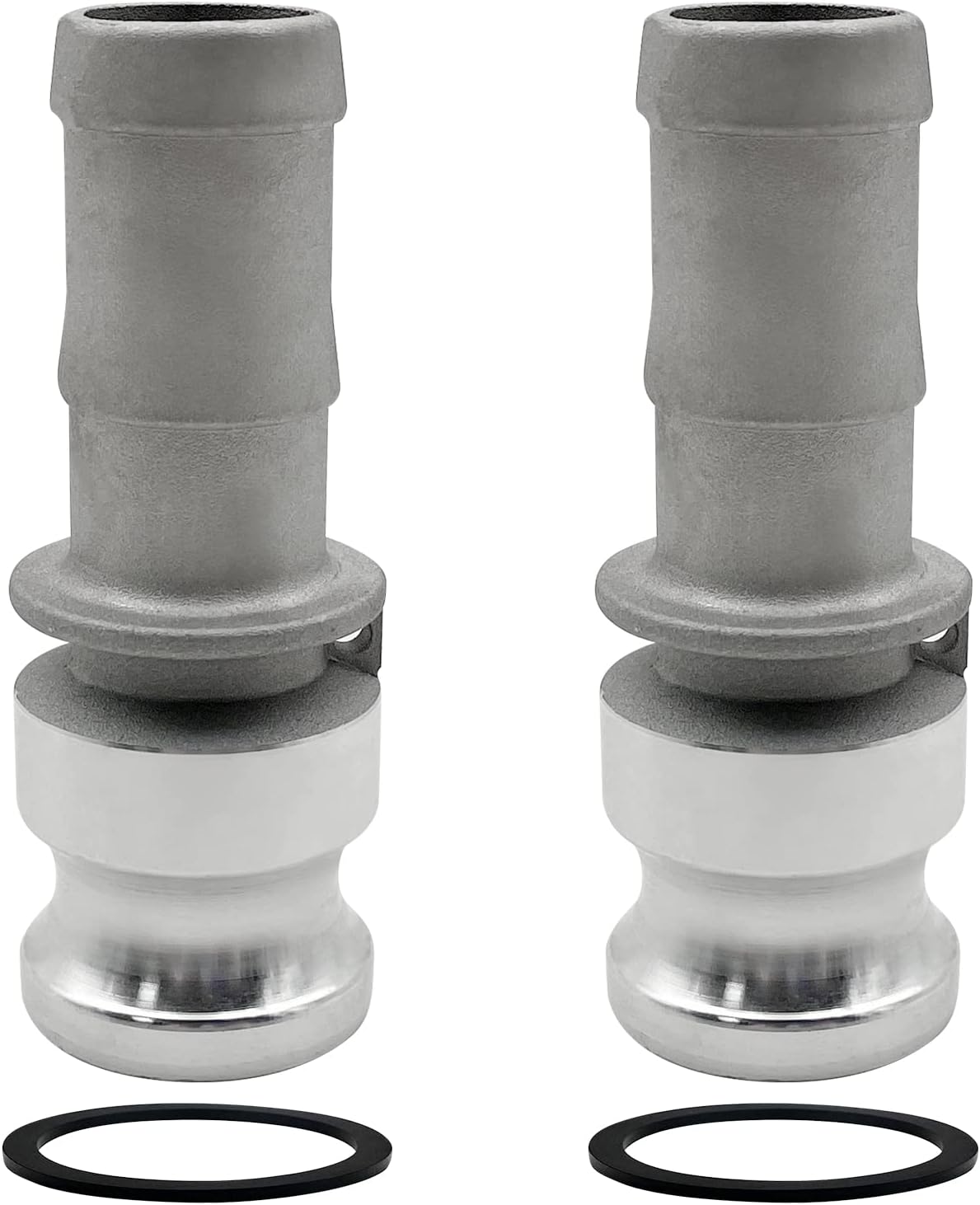 2PCS Aluminum Global Cam and Groove Hose Fitting with E-150 1-1/2" Type E 2 PCS Camlock Gasket Male Camlock with a Hose Shank (1.5 inch, Type E)