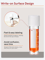2ml Plastic Cryovial Cryogenic Vial Tube with White Cap, 100PCS