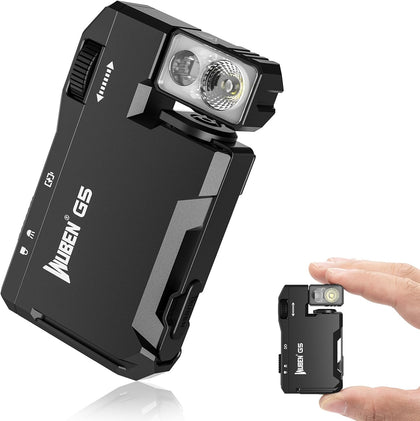 G5 Rechargeable EDC Flashlight, Mini Flat Bright Pocket Flashlight | 400 Lumens Dual Light Source LED Flashlight with