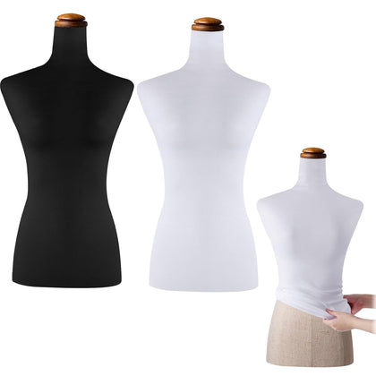 2 Pieces Mannequin Fabric Cover Soft Stretchy Clothing Upper Body Mannequin Cover for Retail Boutique Store Form
