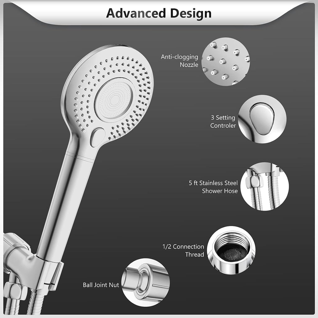 Filtered Shower Head with Handheld, High Pressure Shower Filter Head
