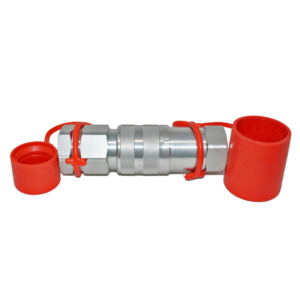 1-1/4” Flat Face Hydraulic Quick Connect Coupler Set, 1” SAE Thread