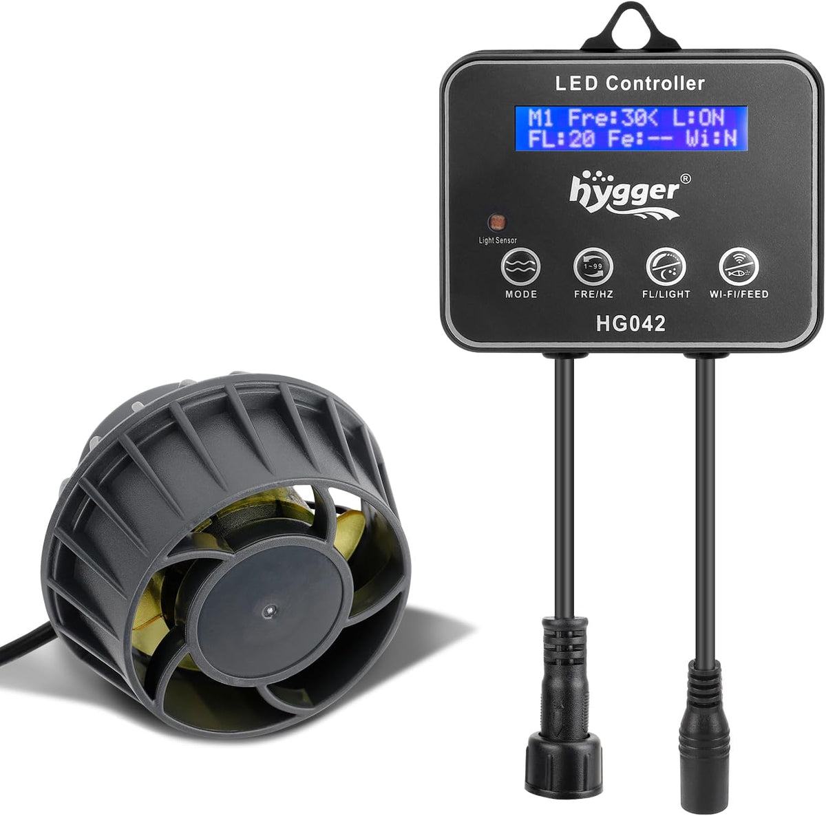 2114 GPH Aquarium Inverter Wavemaker Pump with LED Controller, DC 24V 10W Ultra-quiet Submersible Power Head with