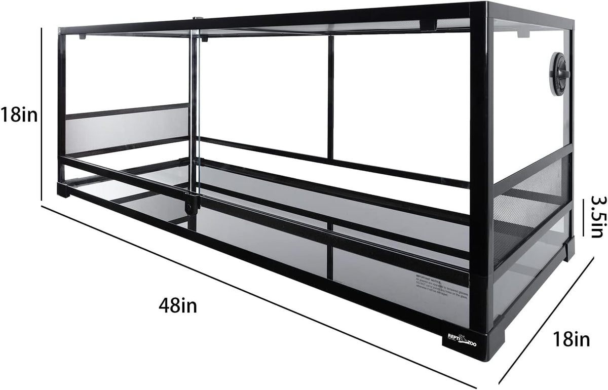 Reptile Tempered Glass Extra-Long Terrarium Habitats 48" x 18" x 18" Reptile Amphibians Large Enclosure for