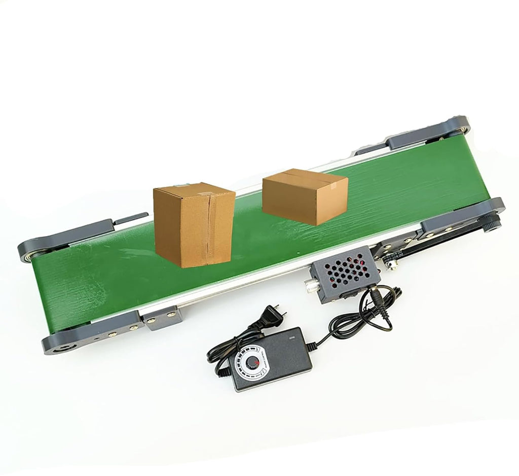 ERICAT Automatic Conveyor Belt, 10 * 50CM Small Conveyor Cargo Lane, Forward/Reverse/Pause Functions, 1.8-7.6cm/s Adjustable Speed and Improves Work Efficiency, for Packaging Factory, Production Line