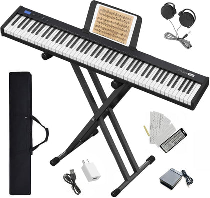 Longeye Piano Keyboard 88 Keys Compact Digital Piano for Beginners with Full Size Semi Weighted Keys, Sustain Pedal