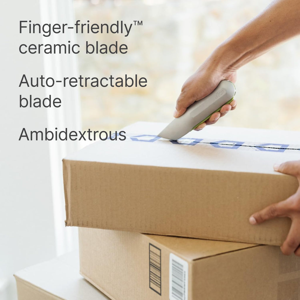 Metal-Handle Utility Knife, Finger Friendly Ceramic Blade, Auto Retracts for Safety, Heavy Metal Handle, Comfortable