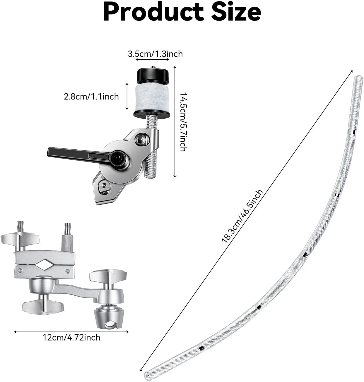 Snare Drum Cymbal Clamp，Cymbal Expansion Clip,Silver | Cymbal Extension Mount Clamp for Splash, Crash and Effects