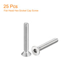 uxcell #10-24x1-1/4 Flat Countersunk Head Socket Cap Screws, 25Pcs 304 Stainless Steel Hex Socket Flat Head Screws, Full Thread, Countersunk Bolts