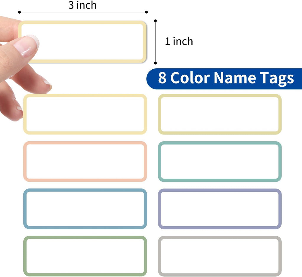 Removable Labels, 480 Pack, 1 x 3 in, Pastel Borders