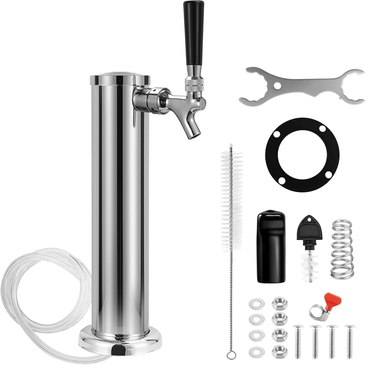 Kegerator Tower Single Tap Beer Tower with Self-Closing Beer Faucet