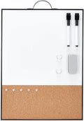 Small Whiteboard Cork-Board - 16" X 12" Portable Aluminum Black Framed Magnetic Dry Erase Board, Small Bulletin Cork