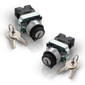 Shopcorp 2 Position Rotary Key Switch, Maintained 22mm Selector, 2 Pack