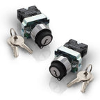 Shopcorp 2 Position Rotary Key Switch, Maintained 22mm Selector, 2 Pack