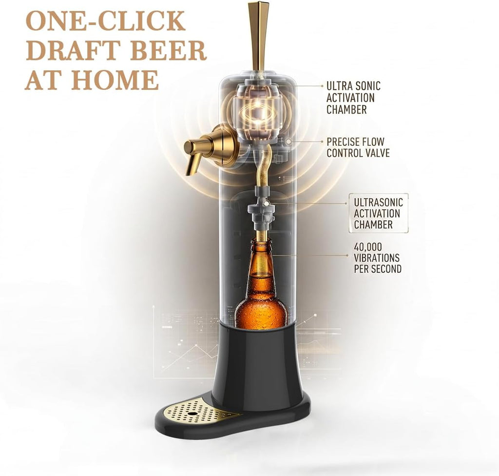 Beer Dispenser for Cans and Bottles, Cordless Draft-Style Foam Tap Gift