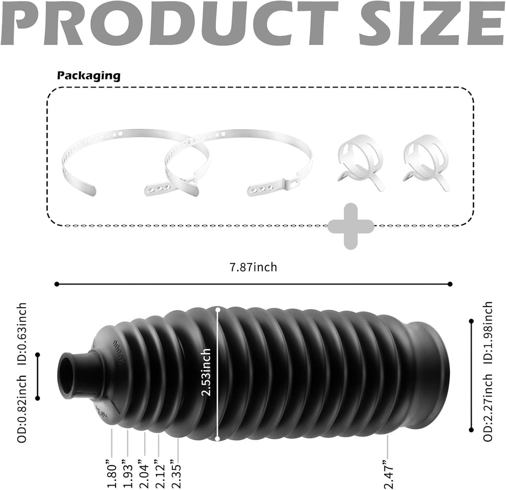 Rack and Pinion Boot OEM#103-3069,4553549005,53534SZAA02,Rack and Pinion Boot Kit with 2*Clamps,Inner Tie Rod Boot Compatible with Lexus ES300 RX330 RX450h Toyota Avalon Camry Corolla