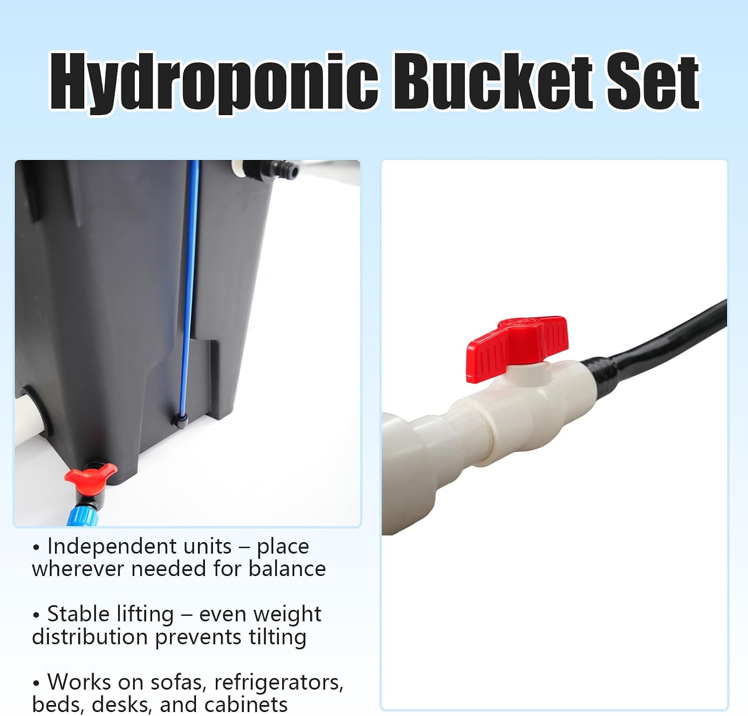 DWC Hydroponic System, Hydroponic Bucket Set (6 Planting Buckets+1 Storage Bucket), 7.13Gallon Water Culture Growing