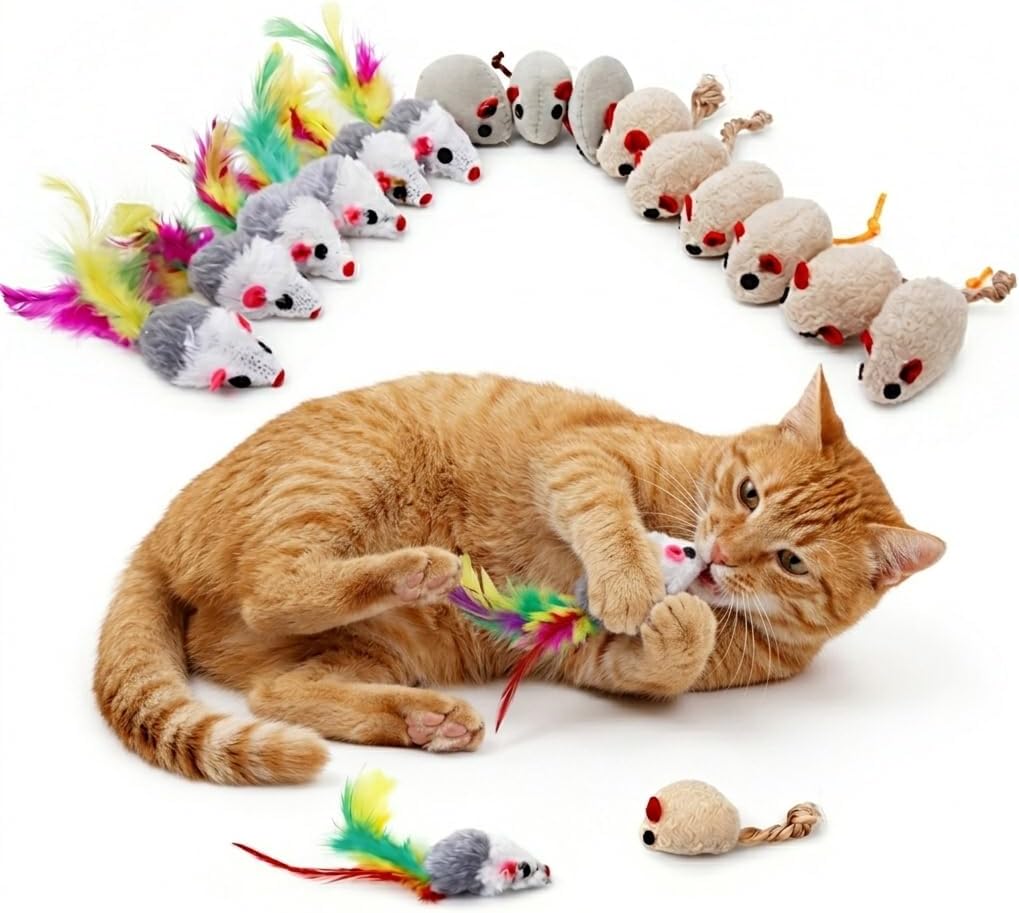 15 Pack Catnip Mouse Cat Toys, Catnip Mice Interactive Toys for Indoor Cats, Kittens