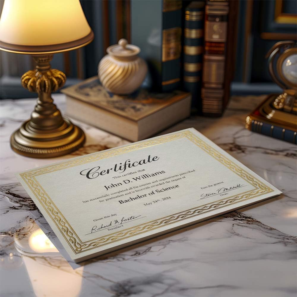 Serpentine Gold Foil Award Certificates, Parchment Certificate Paper for Awards, Diplomas & Recognition, Printable