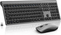 Slim Silent Full Size Wireless Keyboard Mouse Combo Space Grey | With calculator key, 2400 DPI quiet mouse, USB