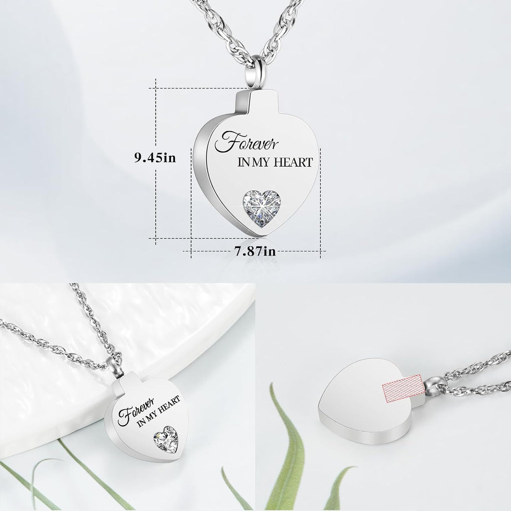 Crystal Cremation Urn Necklace for Ashes Keepsake Birthstone Cremation Jewelry Heart Ashes Necklace for Women