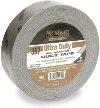 357 Polyethylene Coated Cloth Premium Grade Duct Tape, 13 mil Thick, 55 m Length, 48 mm Width, Silver