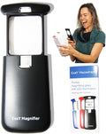 Small Pocket Magnifying Glass 3X with LED Light For Reading Fine Print; Mini Lighted Hand Held Acryl Lens; Read