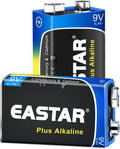 9V Batteries 2-Pack, Alkaline 9 Volt Battery with Long-Lasting Power, 10-Year Shelf Life 6LR61 Square Battery for