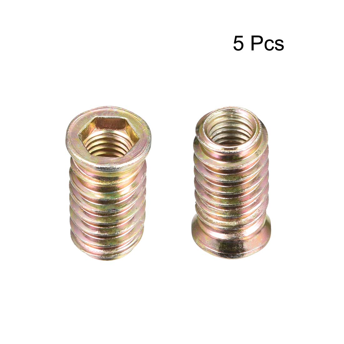 uxcell Wood Furniture M10x30mm Threaded Insert Nuts Interface Hex Socket Drive 5pcs