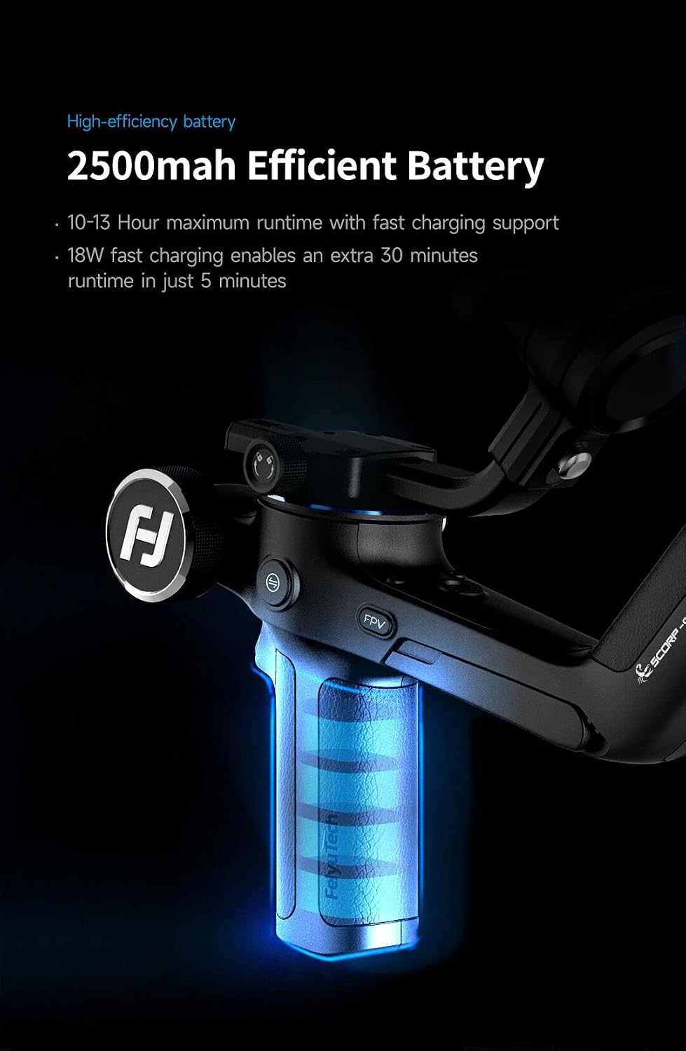 SCORP-C Gimbal Stabilizer for Cameras DSLR and Mirrorless Camera, 3-Axis Camera Gimbal, 5.5lbs Payload, for Sony α7Ⅳ