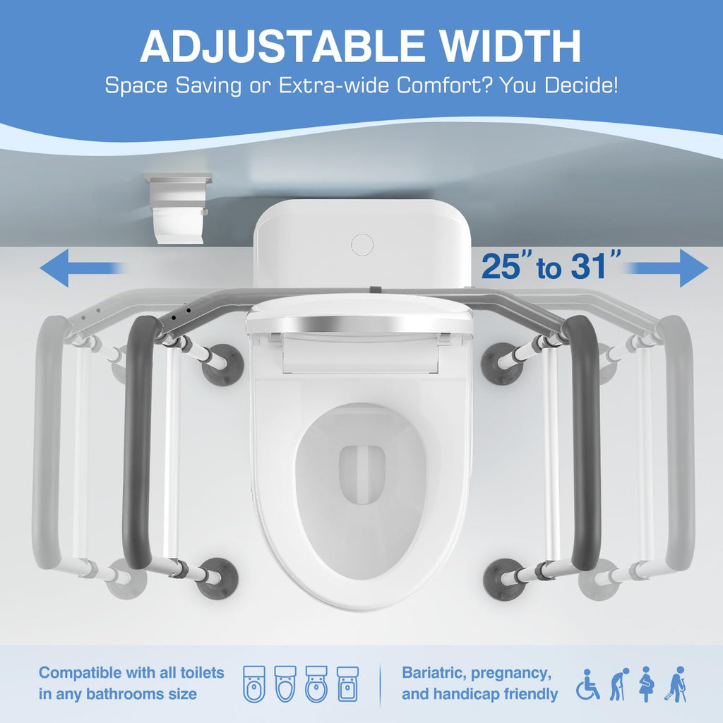 Foldable Toilet Safety Rails & Adjustable Frames for Seniors