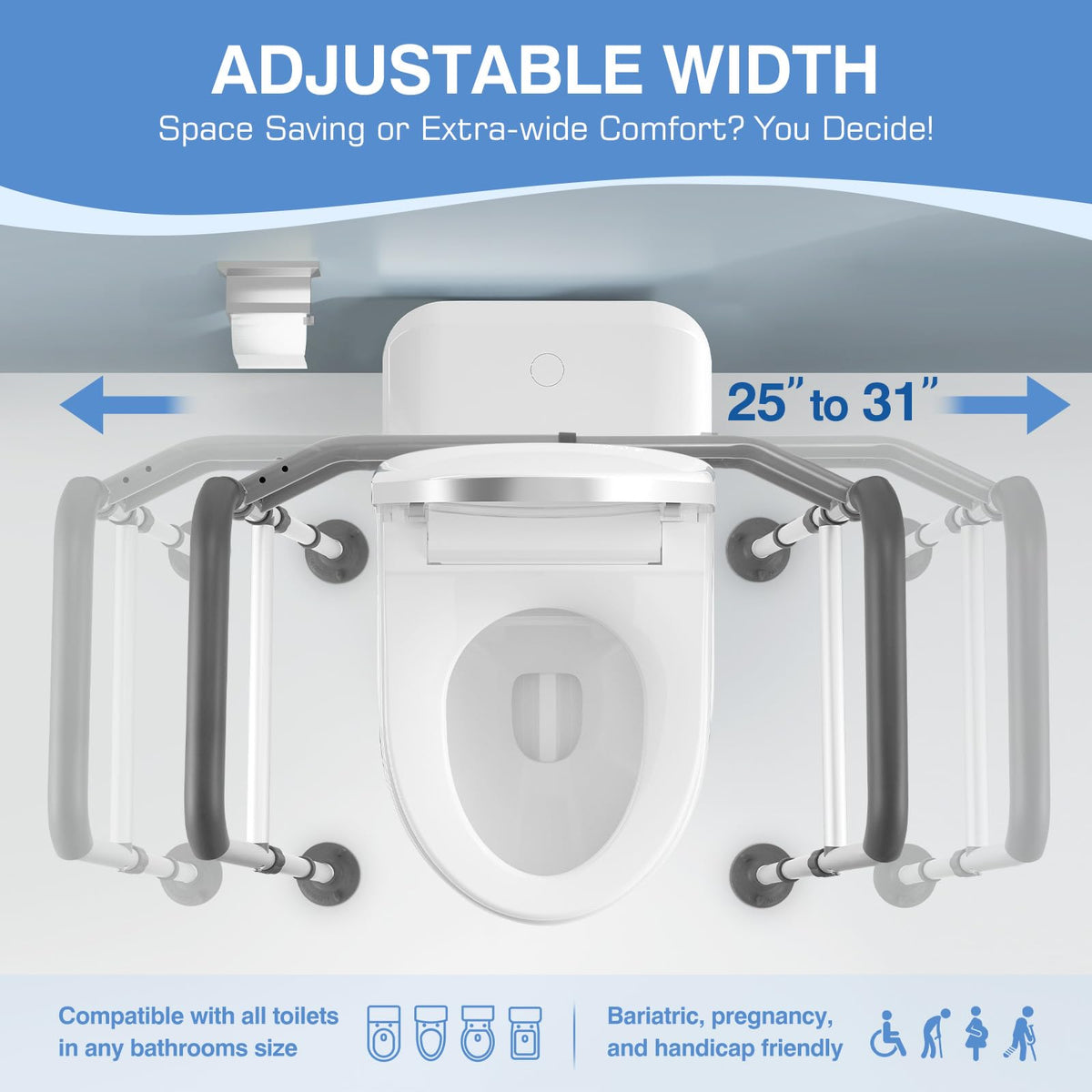 Foldable Toilet Safety Rails & Adjustable Frames for Seniors