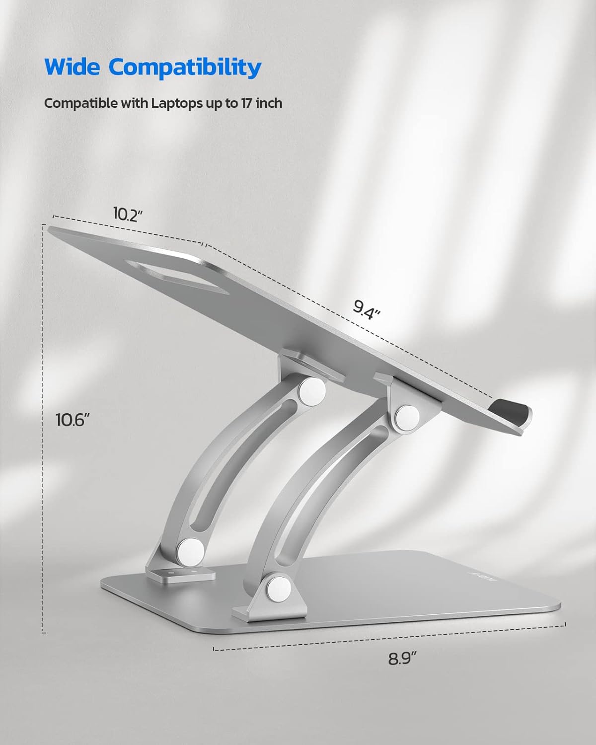 Ergonomic Adjustable Laptop Stand for Desk, Dual Foldable Computer Riser with Advanced Heat-Vent, Heavy-Duty Portable