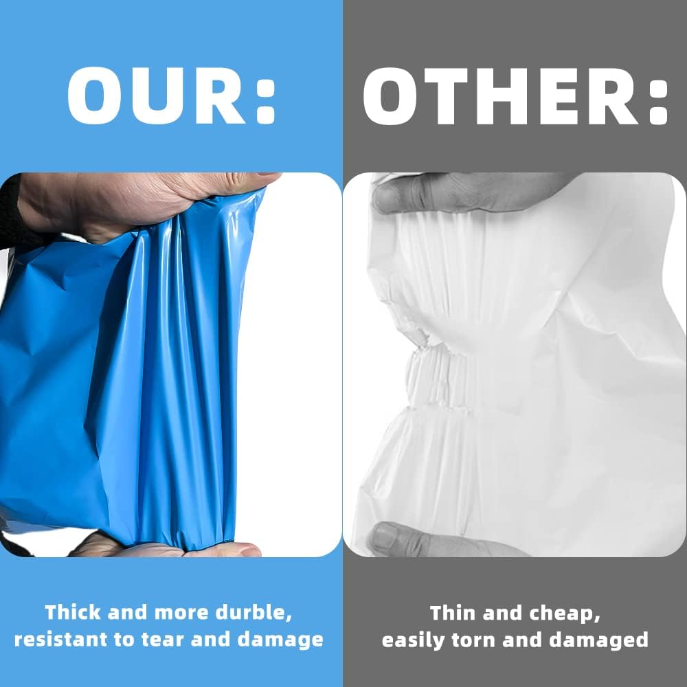 500 pcs 12x15.5 Inches Blue Poly Mailers Shipping Envelopes, Strong Adhesive Sealing, Waterproof, and Tear-resistant