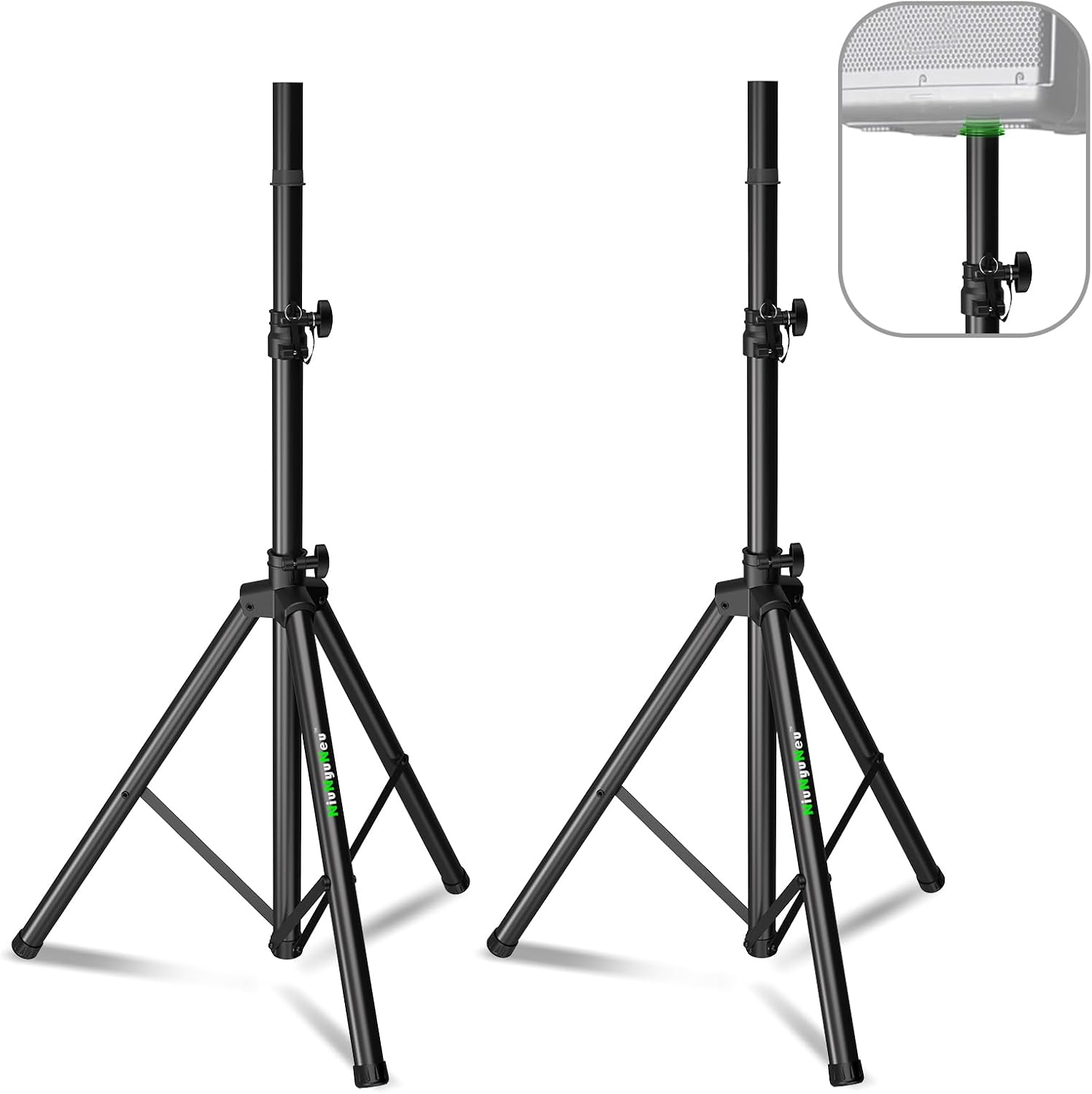 Pair of Speaker Tripod Stands 43.7"-70.8" PA DJ 35mm Mount Insert | Metal, Speaker Stands Pair, Height Adjustable, Floor