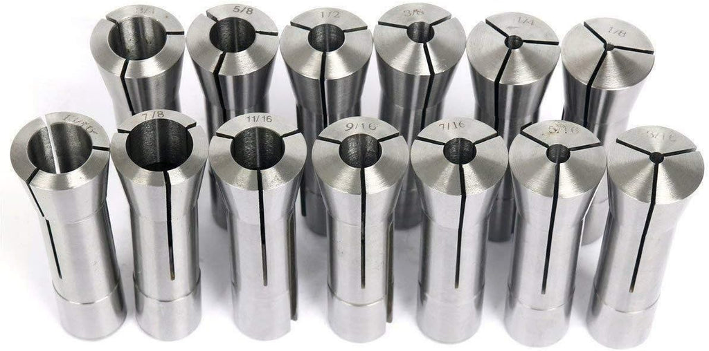 8MILELAKE 13pcs 1/8-7/8" Precision R8 Collets Set Mill Chuck Holder Kit