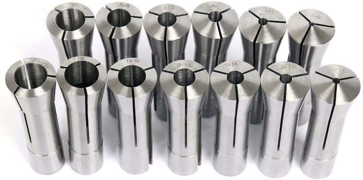8MILELAKE 13pcs 1/8-7/8" Precision R8 Collets Set Mill Chuck Holder Kit