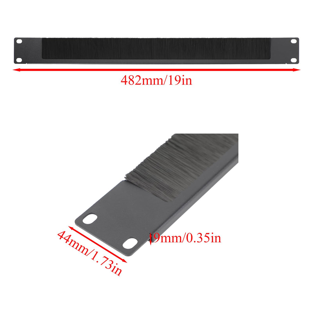 1U Half-Open Brush Panel Rack Mount Blanking Plate