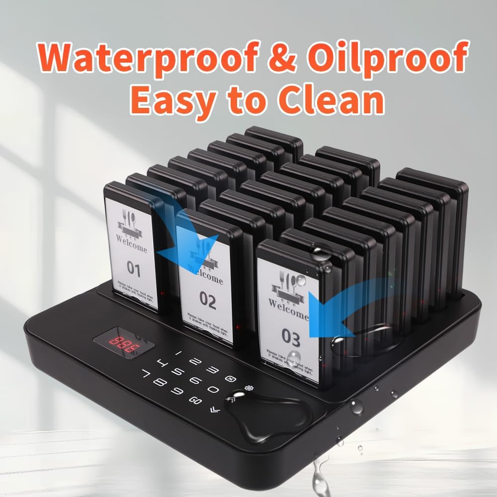 Restaurant Pager System, 24 Pagers Wireless Customer Paging System