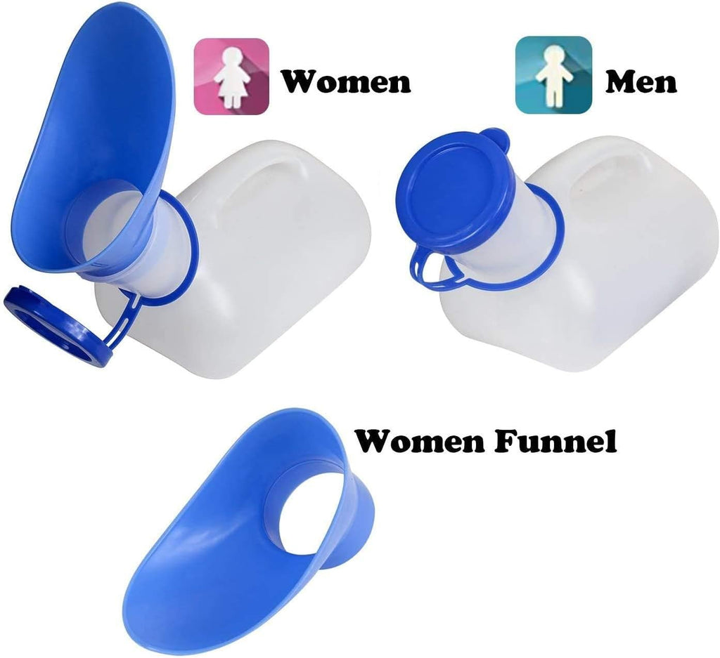 Unisex Portable Urinal for Men and Women | Potty Urinal for Car, Bedpans Pee Bottle with Lid and Funnel, Mobile